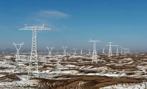 建设中的陇电入浙工程。国网甘肃省电力公司供图